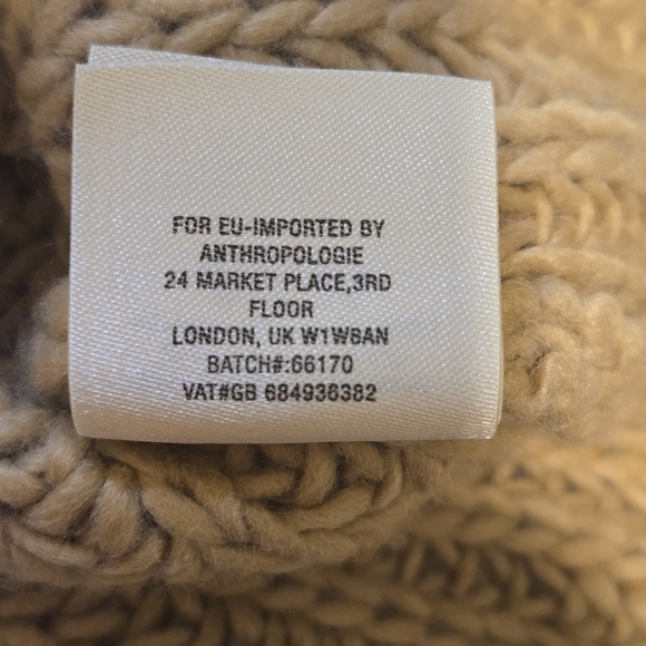 Moth Anthro Camel Cable Knit Crew Neck Bell Sleeve Lace-Up Back Sweater XS - Picture 7 of 7